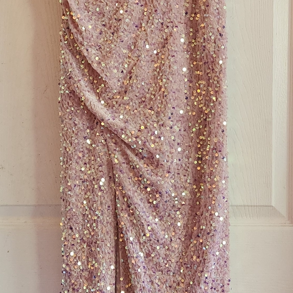 Formal pink spaghetti strap dress